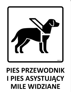 znak pies przewodnik mile widziany w biurze projektu